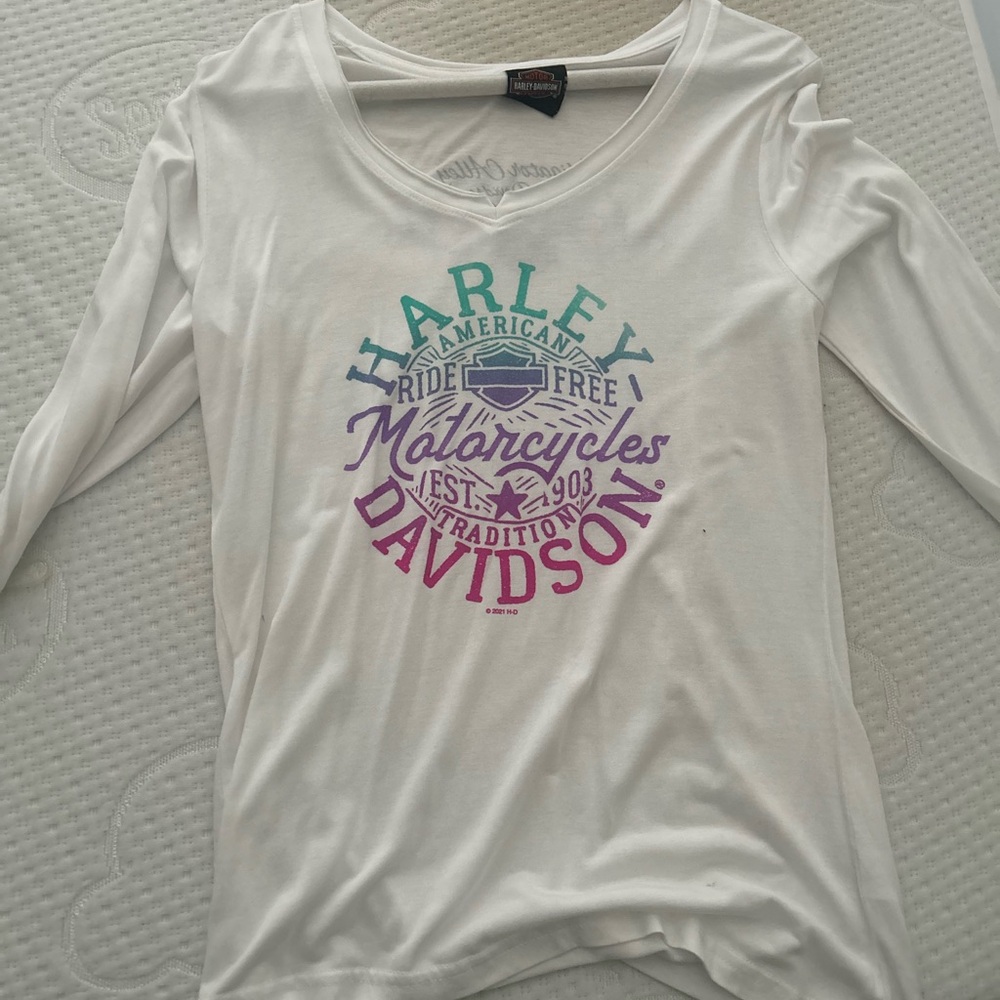Harley-Davidson White Long Sleeve Shirt
